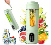 Licuadora portátil, 530 ml, recargable por USB, mini licuadora para batidos, jugo de frutas, fuerte potencia de corte con 12 cuchillas, vaso exprimidor inalámbrico para gimnasio, oficina, viajes
