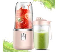 Licuadora Portátil con Taza Exprimidora Recargable Por Usb, Licuadora de Viaje Portátil con 6 Cuchillas Para Batidos, Frutas y Verduras Pink