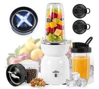 Licuadora portátil de 500 W, exprimidor de 25000 rpm, mezcla extractora de batidos, frutas congeladas, nueces y hielo, con 2 tazas ToGo de 500 ml, molinillo de 300 ml y 2 asas de transporte, ideal