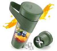 Licuadora portátil de 600 ml, tamaño personal, 150 W, inalámbrica, batería dual de 2000 mAh, recargable por USB, mini mezclador de frutas para viajes, deportes, oficina, verde-HD-07