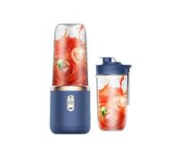 Licuadora portátil de plástico, cómoda licuadora portátil de 6 hojas, eléctrica Personal, recargable, ideal for mezclar 400ml/14oz(Blu)
