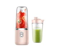Licuadora portátil de plástico, cómoda licuadora portátil de 6 hojas, eléctrica Personal, recargable, ideal for mezclar 400ml/14oz(Pale Red)