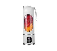 Licuadora portátil de plástico con boquilla for sorber, minilicuadora eléctrica USB de 12 hojas for cocina, oficina, viajes, gimnasio(Weiß)