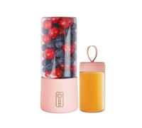 Licuadora portátil de vidrio con vaso de repuesto, exprimidor Personal de 10 hojas, USB-C recargable for cocina, oficina, viajes, gimnasio(Pale Red)