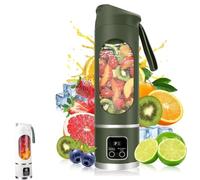 Licuadora portátil eléctrica personal USB,pequeña licuadora de viaje con 12 cuchillas de acero inoxidable, extractor de jugos inalámbrico de 500 ml,ideal smoothies y batidos(Green)
