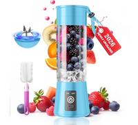 Licuadora portátil inalámbrica de tamaño personal, licuadora de 380 ml, batidos y batidos, taza de jugo de viaje sin BPA con potente mezcla, recién exprimida en deportes, viajes, hogar