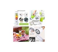 Licuadora portátil para cócteles, waflera, 480 ml, recargable por USB, 100 W, mini licuadora personal