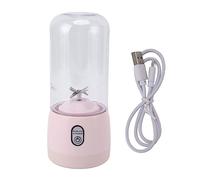 Licuadora portátil USB recargable 6 cuchillas Mini exprimidor taza exprimidor de frutas para viajes deportes cocina 410ml (Rosa)