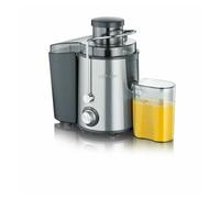 SEVERIN Licuadora para verduras y frutas ricas en vitaminas, extractor de zumo silencioso, licuadora eléctrica de acero con recipiente recolector de 500 ml, plateado/negro, ES 3566