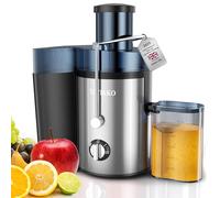 Licuadoras Para Verduras y Frutas, ajuste de 3 velocidades, extractor de frutas y verduras de 800W con boca ancha de 75 mm, fácil de limpiar, acero inoxidable sin BPA (Plateado-90)