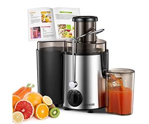 Licuadoras para Verduras y Frutas FOHERE Extractor de Zumos y Verduras con 3 Velocidades de Ajuste, Motor Mejorado de 400 W, Cepillo Incluido, Fácil de Limpiar