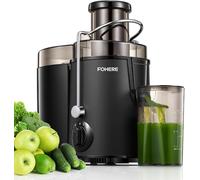 Licuadoras para Verduras y Frutas FOHERE Extractor de Zumos y Verduras con Boca de 65 mm, Fácil de Limpiar, 3 Velocidades de Ajuste, Cepillo de Limpieza y Receta Incluidos, Acero Inoxidable Sin BPA