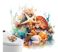 Lid Sticker - PVC, 11.81x11.81x0.04in Toilet Lid Self-Adhesive Decal Durable & Decorative | Coral & Fish Pattern Bathroom Sticker Waterproof, Toilet Lids Decal For Home, Public Restroom, Mall, Office