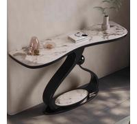 LIDANGUH Mesa Auxiliar de Lujo contemporánea Media Luna, Mesa Estrecha Pasillo y Entrada, encimera de Pizarra y Base en Forma de Gota, contra la Pared decoración del hogar(Black B,150cm/59IN)