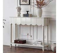 LIDANGUH Mesa Consola Retro de Madera Maciza Estilo Americano con 2/3 cajones, Mesa Estrecha para recibidor con Estante Abierto, Panel Inferior Hueco, para Sala de Estar(Black,118cm/46.5in)