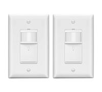 LIDER Interruptor con sensor de movimiento PIR con luz guía LED, cobertura de 1200 pies cuadrados, no neutro, requiere tierra, retardo de tiempo ajustable, certificación UL, placa de pared incluida