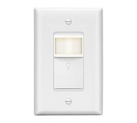 LIDER Interruptor con sensor de movimiento PIR con luz guía LED, cobertura de 1200 pies cuadrados, sin neutro, requiere tierra, retardo de tiempo ajustable, certificación UL, placa de pared incluida