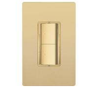 LIDER Interruptor de luz basculante dual y regulador LED deslizante, interruptor de luz combinado y regulador, 1 polo, no requiere neutro, placa de pared incluida, certificación UL, termoplástico, oro