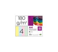 Cartulina liderpapel a4 180g/m2 4 colores surtidos paquete de 100 hojas - CT03