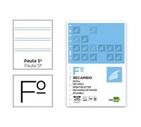 Recambio liderpapel folio 100 hojas 60g/m2 pauta 5ª 2.5mm con margen 16 taladros - RF13