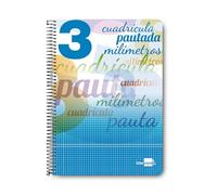 Cuaderno espiral liderpapel folio pautaguia tapa blanda 80h 75 gr cuadro pautado 3mm con margen colores surtidos