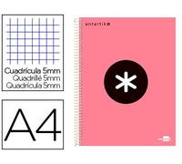 Cuaderno espiral liderpapel a4 micro antartik tapa forrada120h 100 gr cuadro 5mm 5 banda4 taladros color coral - KD85