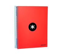 Cuaderno Espiral A4 Micro Antartik Tapa Rayada 120F 100G Rayado Rojo