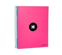 Cuaderno espiral liderpapel a4 micro antartik tapa forrada 120h 100 gr horizontal 5 bandas 4 taladros color rosa - KD05