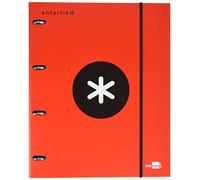 Carpeta con recambio liderpapel antartik a4 cuadro 5 mm forrada 4 anillas 25mm redondas color rojo - AW01