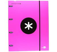 Carpeta con recambio liderpapel antartik a4 cuadro 5 mm forrada 4 anillas 25mm redondas color rosa - AW02