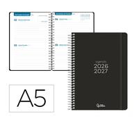 Agenda escolar liderpapel 26-27 espiral basic 2 dias pagina a5 bilingue 70g papel fsc negro - LP677