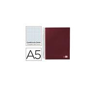 Cuaderno espiral liderpapel a5 micro papercoat tapa forrada 140h 75 gr cuadro5mm 5 bandas 6 taladros rojo