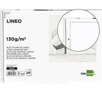 Bloc dibujo liderpapel lineal espiral 230x325mm 20 hojas 130g/m2 con recuadro 2 taladros perforado