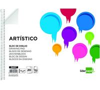 Bloc dibujo liderpapel artistico espiral 230x325mm 20 hojas 130g/m2 sin recuadro perforado