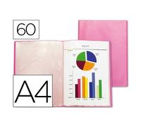 Carpeta liderpapel escaparate 47070 60 fundas polipropileno din a4 rojo translucido