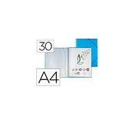 Carpeta liderpapel escaparate con espiral 30 fundas polipropileno a4 azul - EC09
