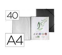 Carpeta liderpapel escaparate con espiral 40 fundas polipropileno din a4 negro - EC32