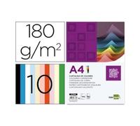 Liderpapel Cartulina A4 180G/M2 10 Colores Surtidos Paquete De 100