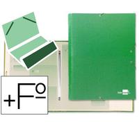 Carpeta clasificadora liderpapel 12 departamentos folio prolongado carton forrado verde claro