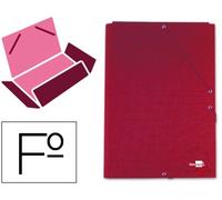 Carpeta liderpapel gomas folio 3 solapas carton forrado roja