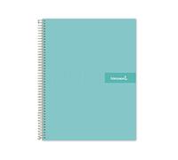 Cuaderno espiral liderpapel a4 crafty tapa forrada 80h 90 gr cuadro 4mm con margen color turquesa - BJ78