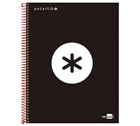 Liderpapel Cuaderno Espiral A4 Micro Antartik Tapa Forrada 120H 100 Gr Cuadro 5 Mm 5 Bandas 4 Taladros Color Negro