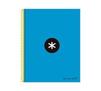 Liderpapel Cuaderno espiral a4 micro antartik tapa forrada 120h 90 gr liso con bandas 4 taladros color azul