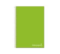 Cuaderno espiral liderpapel a4 micro jolly tapa forrada 140h 75 gr cuadro 5mm 5 bandas 4 taladros color verde - BA96