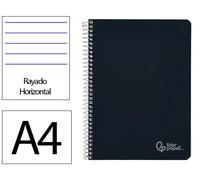 Cuaderno espiral liderpapel din a4 witty tapa dura 80h 90gr rayado horizontal con margen color negro - BF169