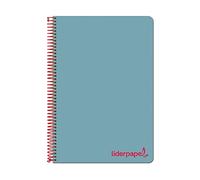 Liderpapel Cuaderno espiral a4 wonder tapa plastico 80h 90gr cuadro 4mm con margen color azul. - unidad -