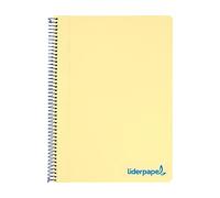 Cuaderno espiral liderpapel a5 micro wonder tapa plastico 120h 90g cuadro 5mm 5 bandas 6 taladros color amarillo - BJ19