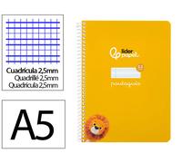 Cuaderno espiral liderpapel din a5 pautaguia tapa blanda 40h 75 gr cuadro pautado 2,5mm color amarillo - BC100