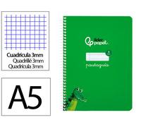 Liderpapel Cuaderno Espiral A5 Pautaguía Tapa Blanda 40 Hojas 75gr Cuadro Pautado 3mm Color Verde