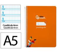 Cuaderno espiral liderpapel din a5 pautaguia tapa blanda 40h 75 gr cuadro pautado 4mm color naranja - BC115